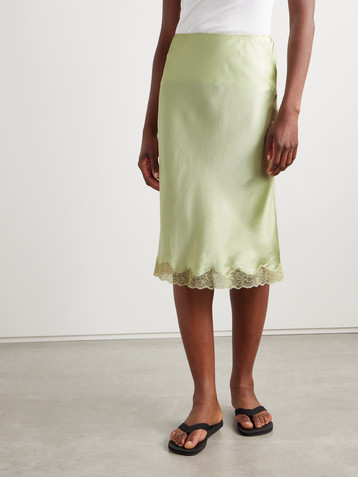 The Row Irene lace-trimmed silk-charmeuse skirt