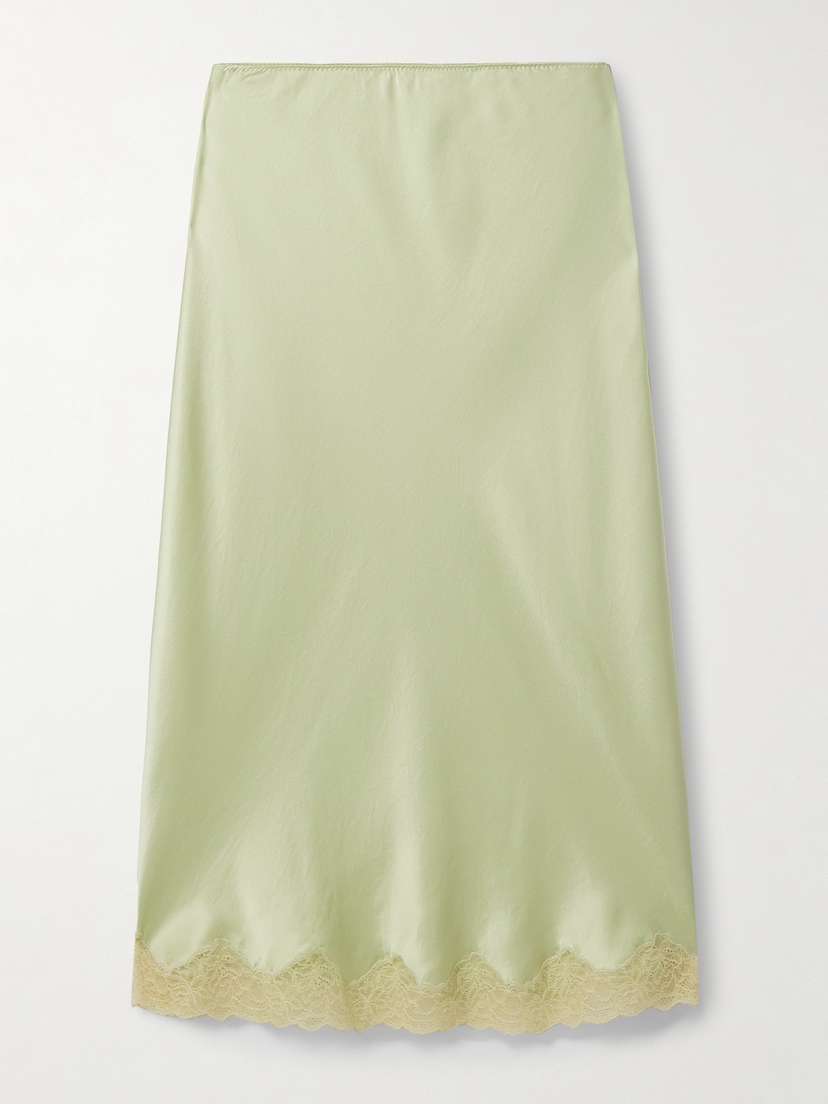 The Row Irene Lace-trimmed Silk-charmeuse Skirt