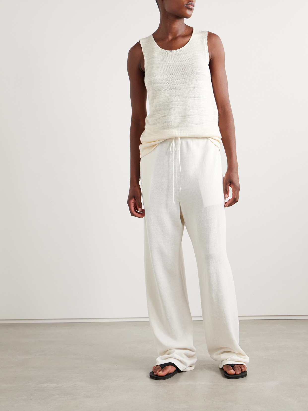 The Row Jory Linen-blend Wide-leg Pants In Ivory