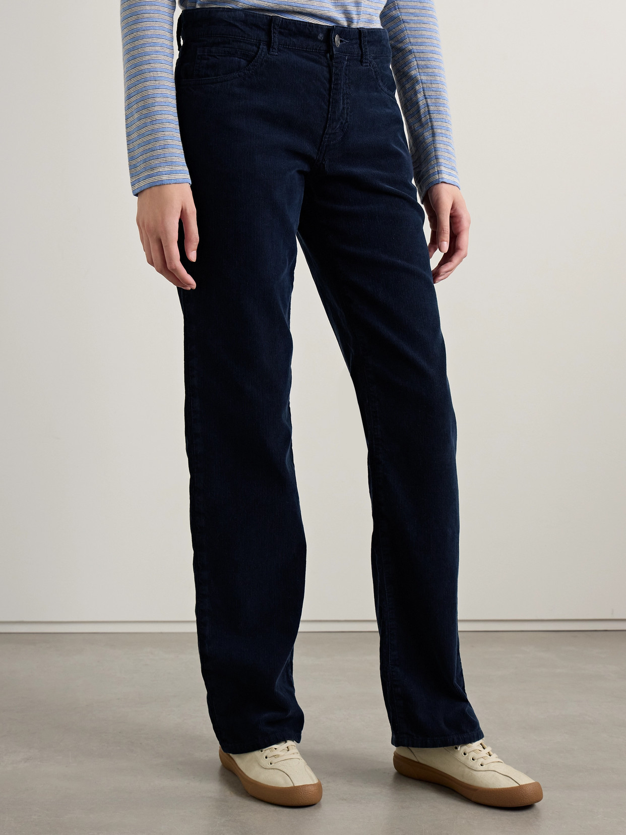 The Row Carlyl Cotton-corduroy Straight-leg Pants In Blue