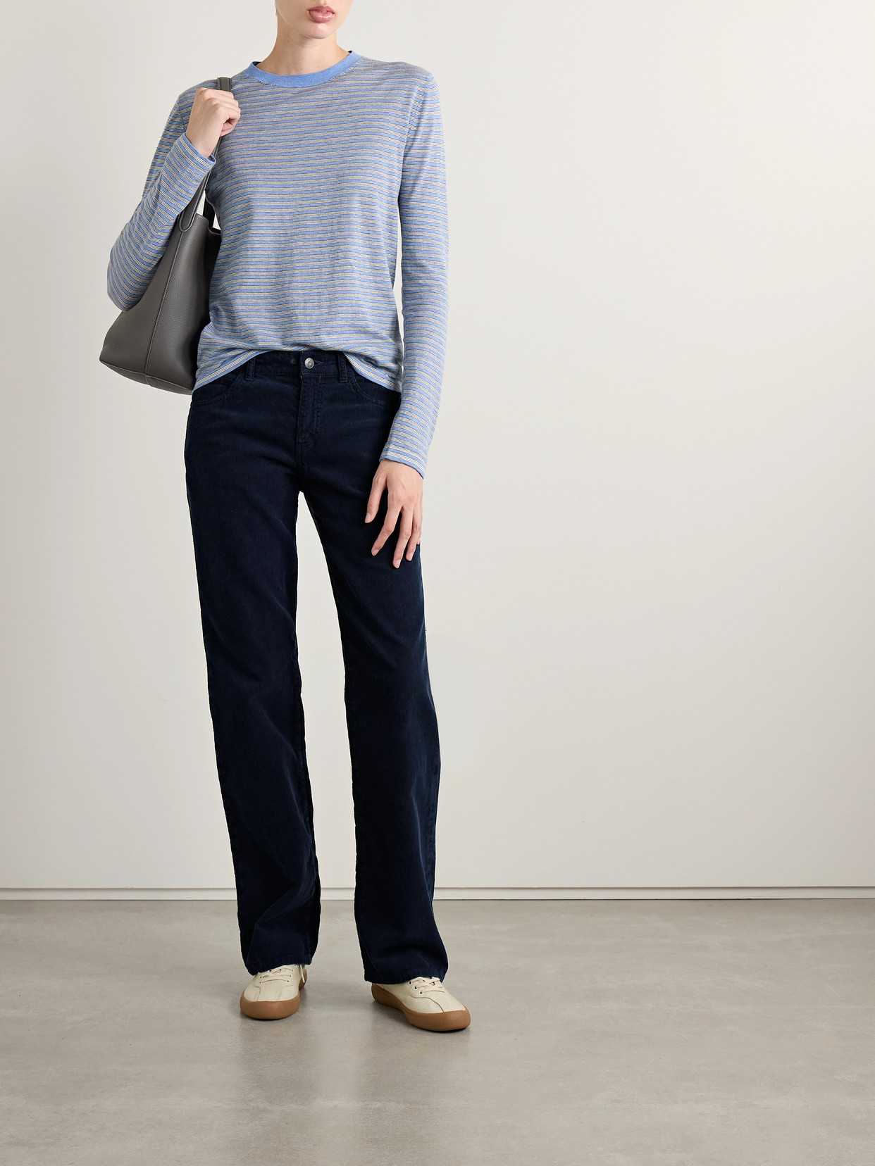 The Row Carlyl Cotton-corduroy Straight-leg Pants In Blue
