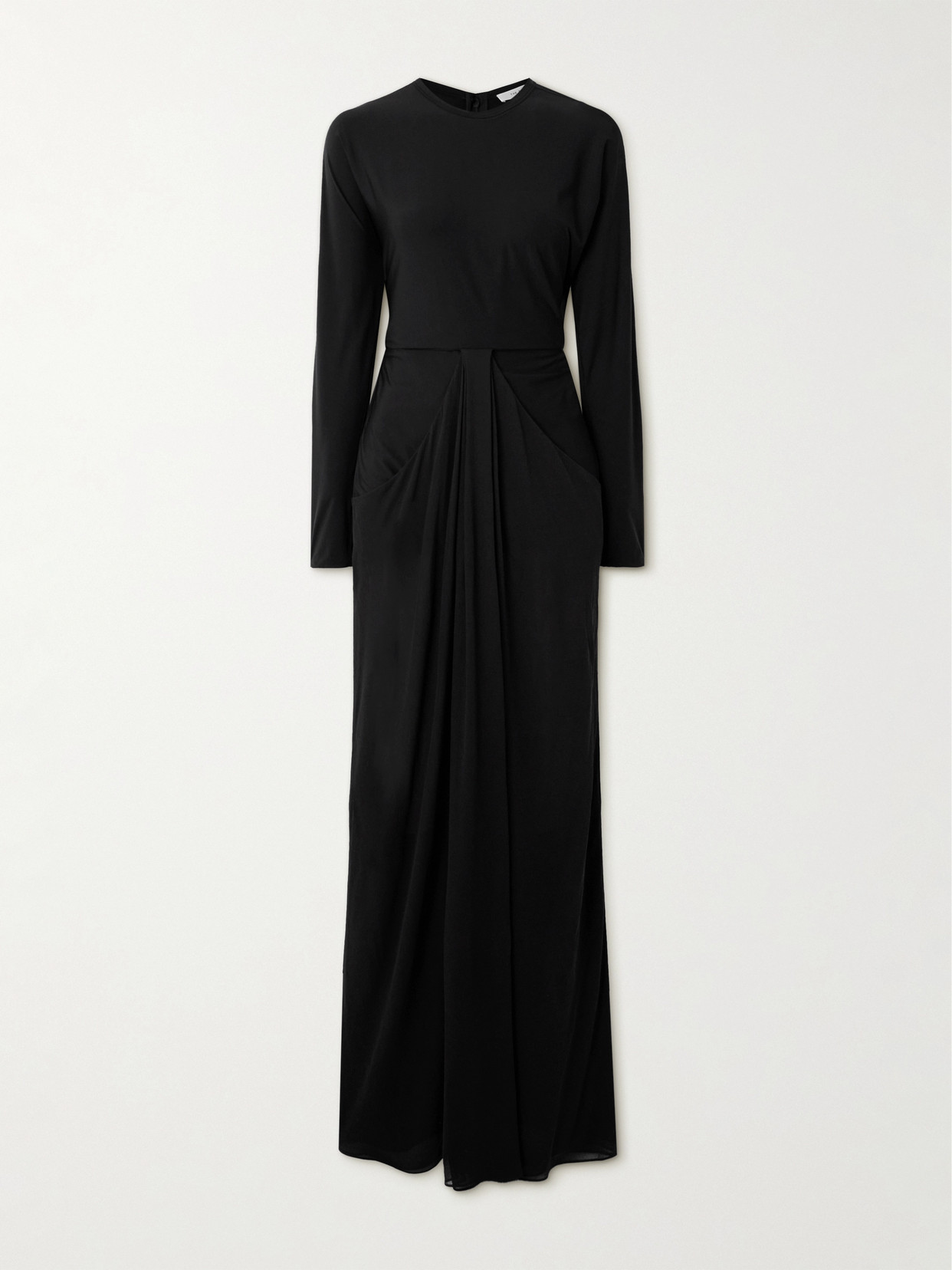 The Row Anselm Draped Crepe-trimmed Jersey Gown In Black