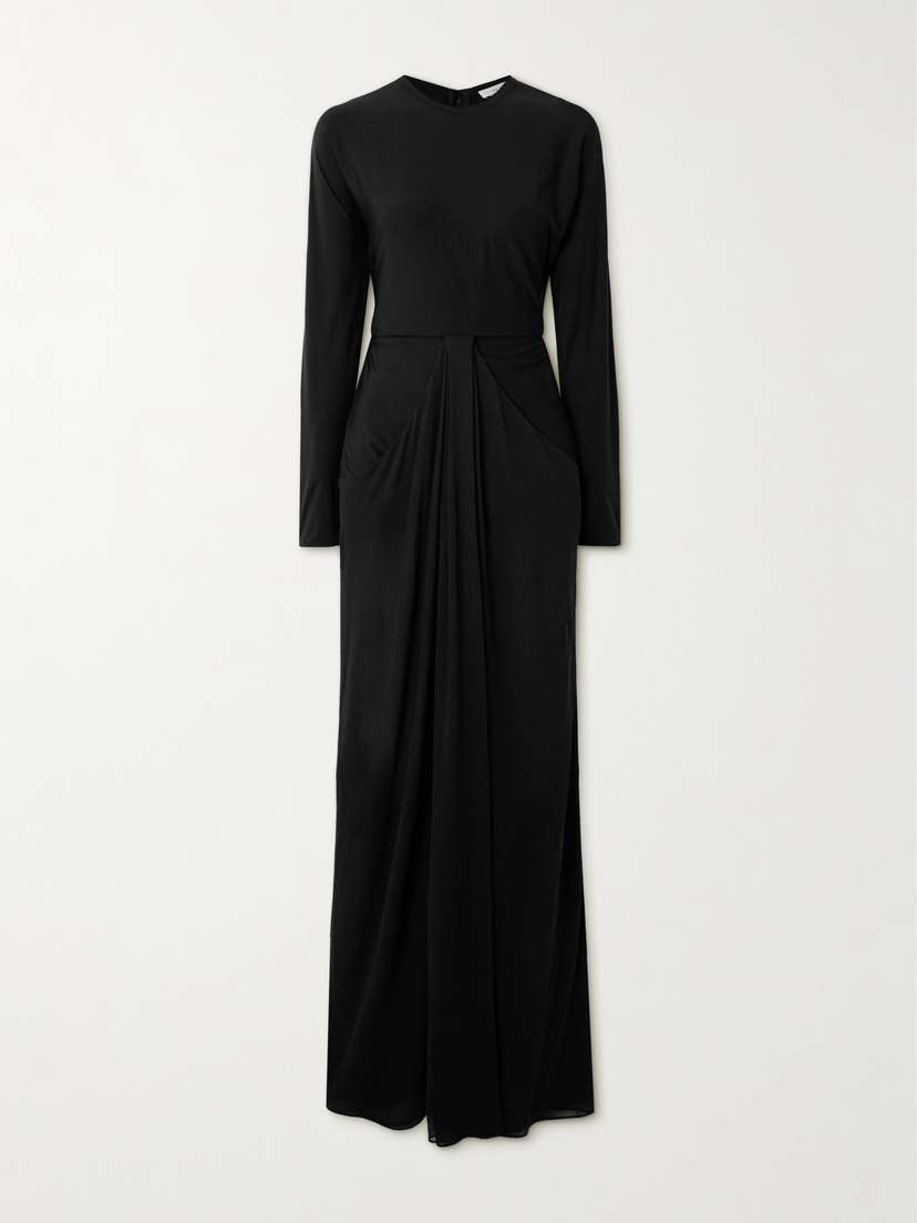 The Row Anselm Draped Crepe-trimmed Jersey Gown