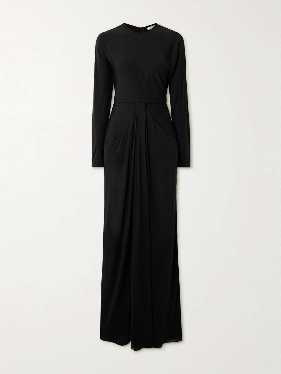 anselm draped crepe-trimmed jersey gown