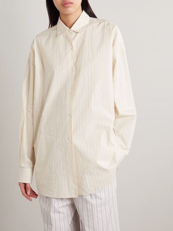 The Row Caster oversized striped cotton-poplin shirt