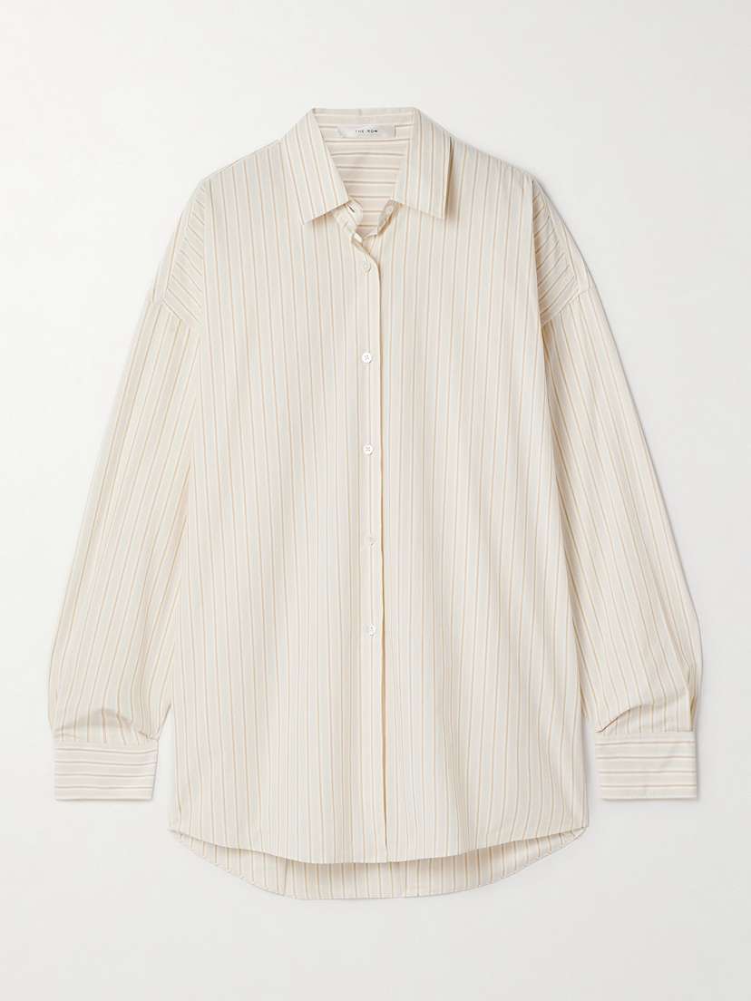 The Row — Caster oversized striped cotton-poplin shirt
