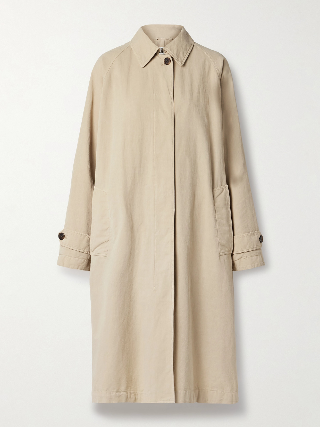 The Row Tavishina Cotton And Linen-blend Coat In Neutrals