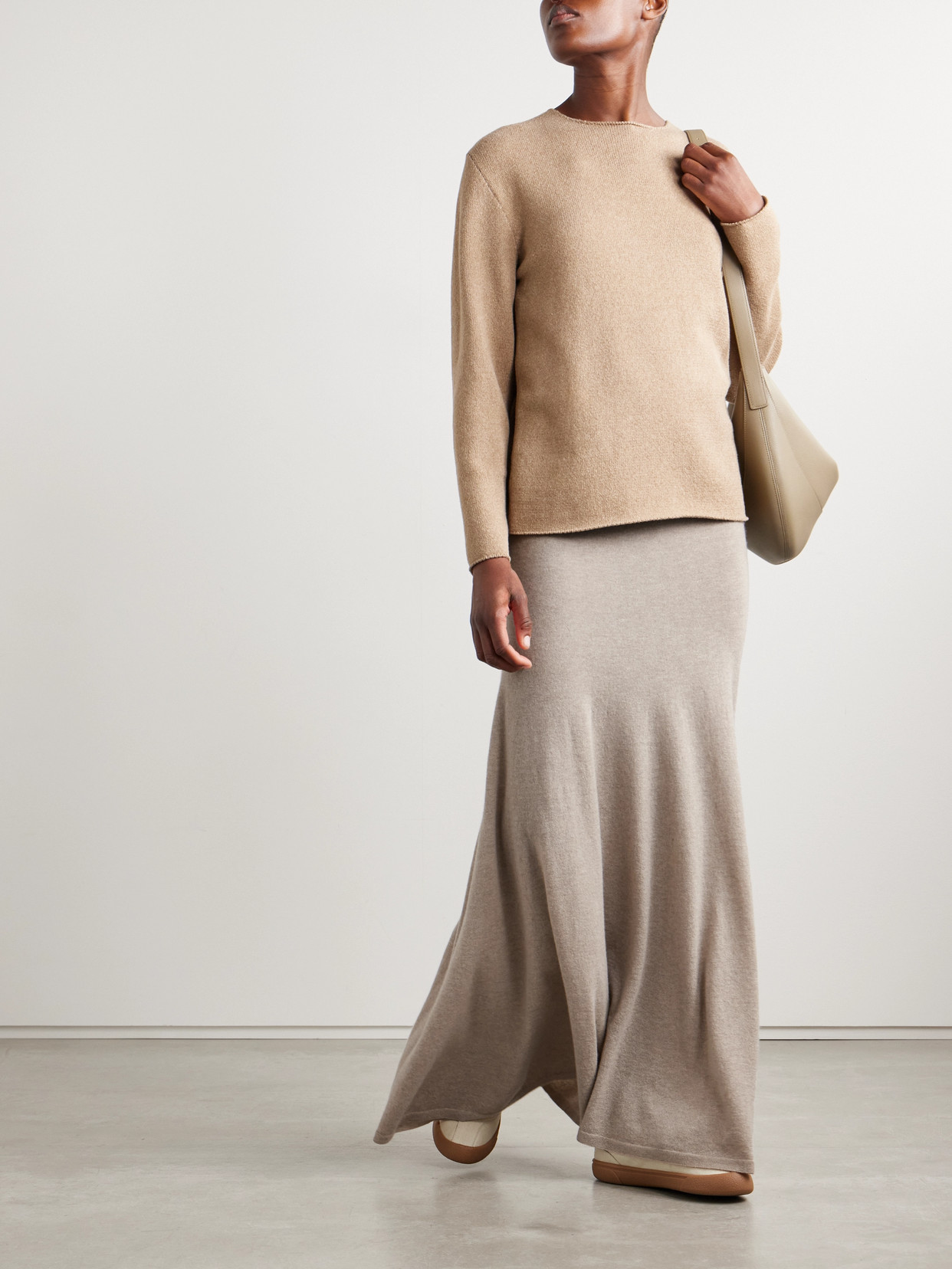 The Row Jovian Cashmere Maxi Skirt In Neutrals