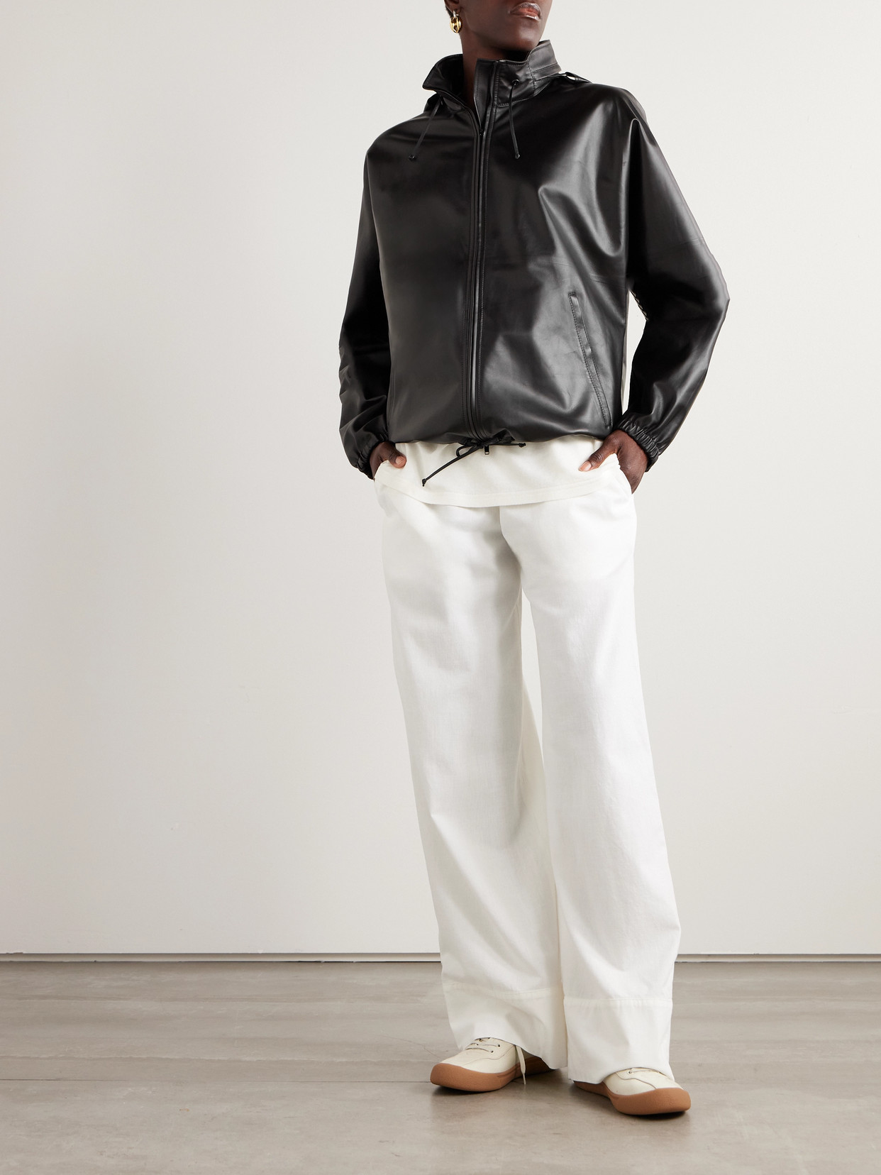 The Row Jilly Oversized Leather Bomber Jacket