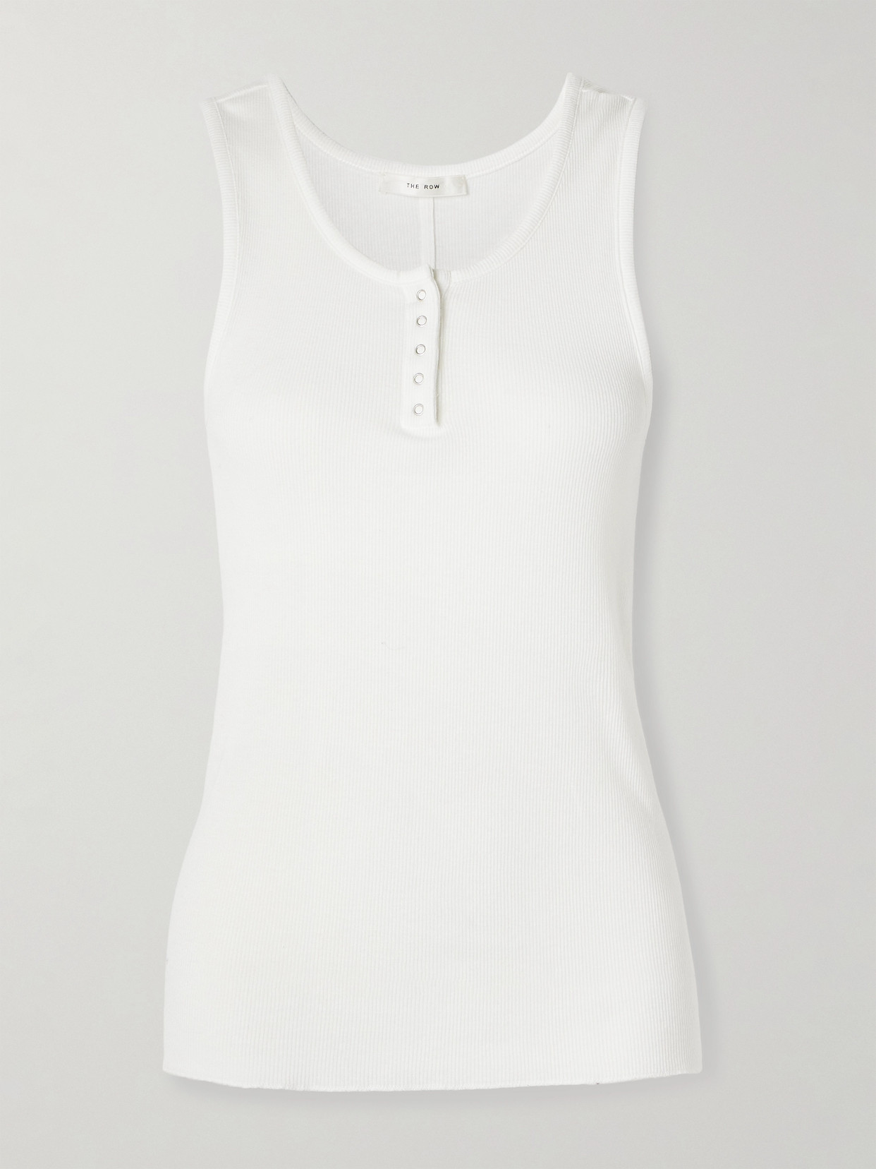 The Row Ribbed Texture Tank Top With Button Detail In White