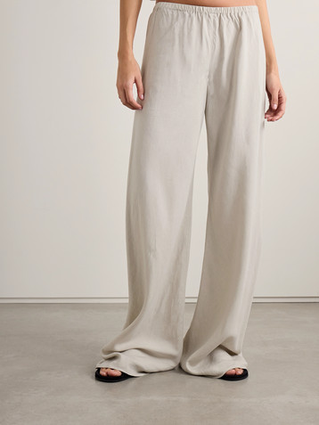 The Row Gala silk and linen-blend wide-leg pants