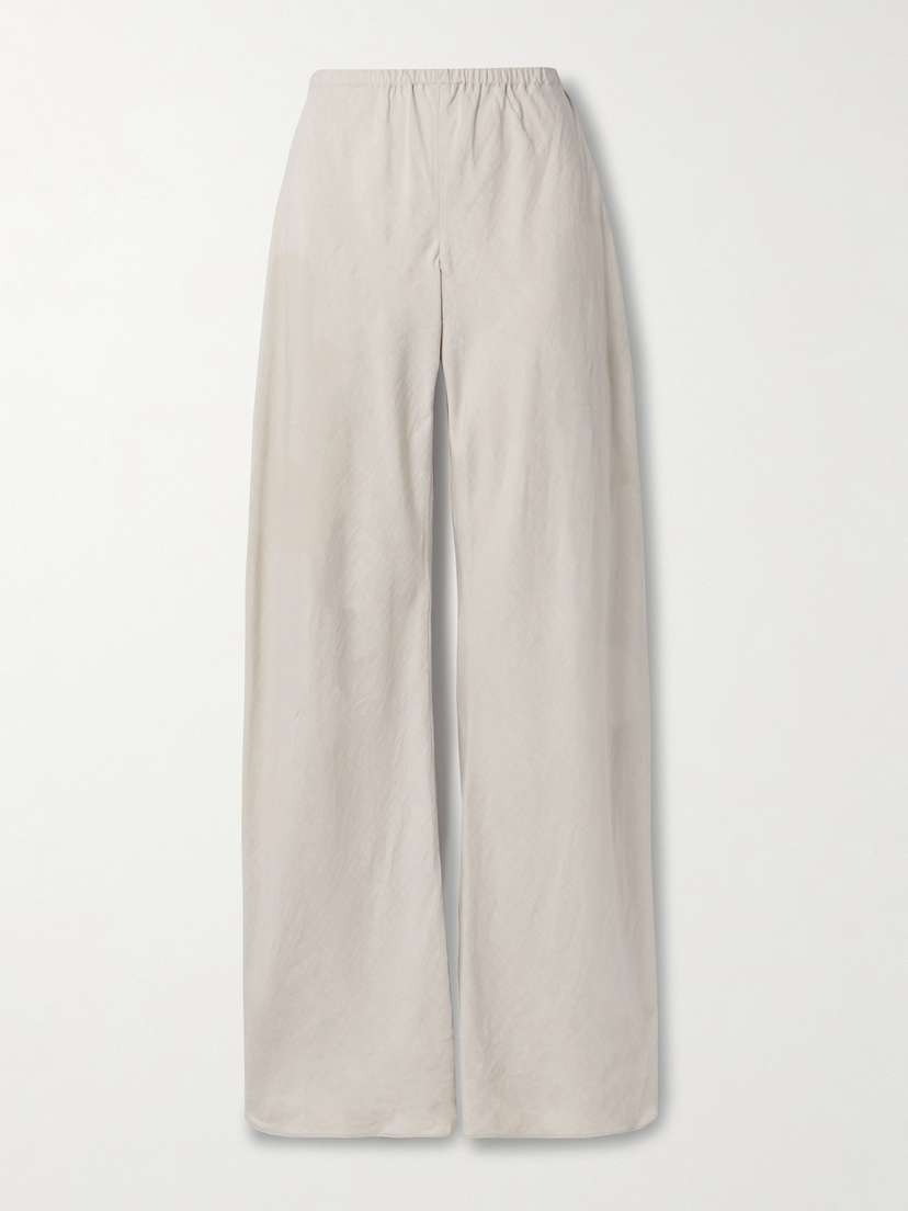 The Row Gala Silk And Linen-blend Wide-leg Pants