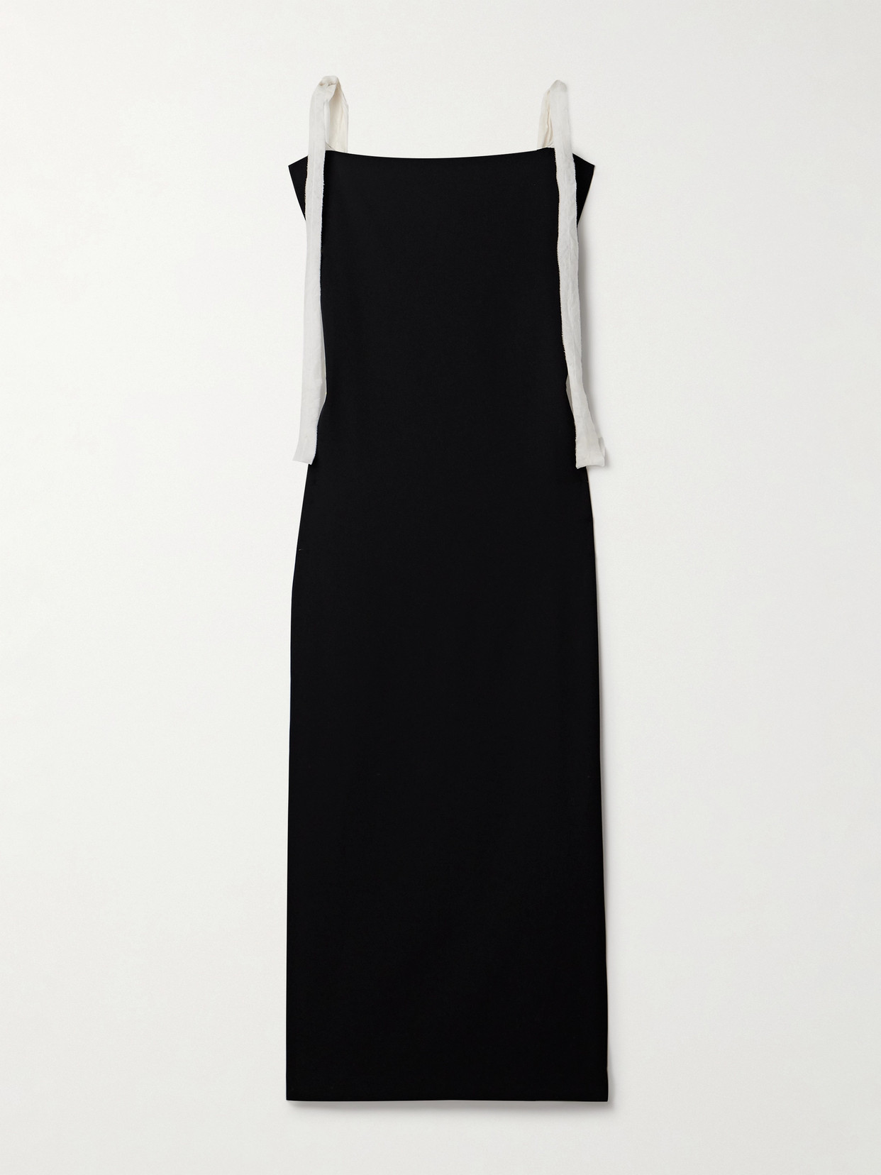 The Row Giuliessa Silk Organza-trimmed Wool-twill Midi Dress In Black