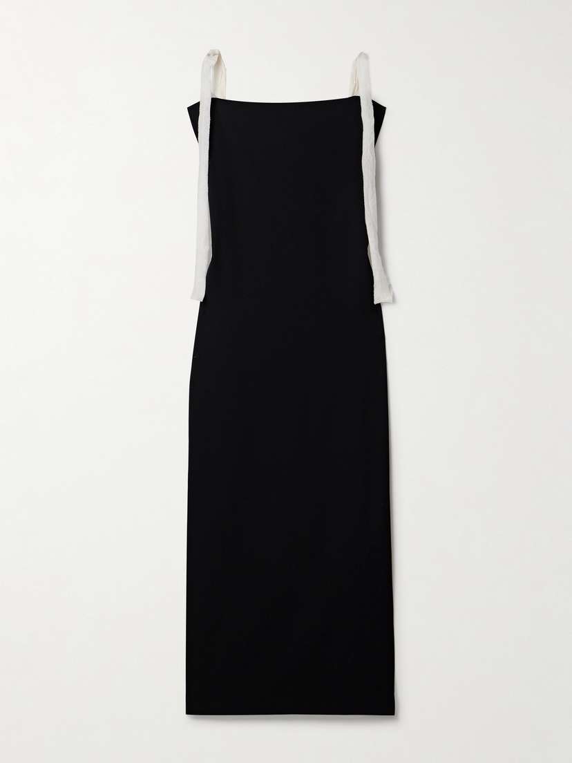 The Row Giuliessa Silk Organza-trimmed Wool-twill Midi Dress