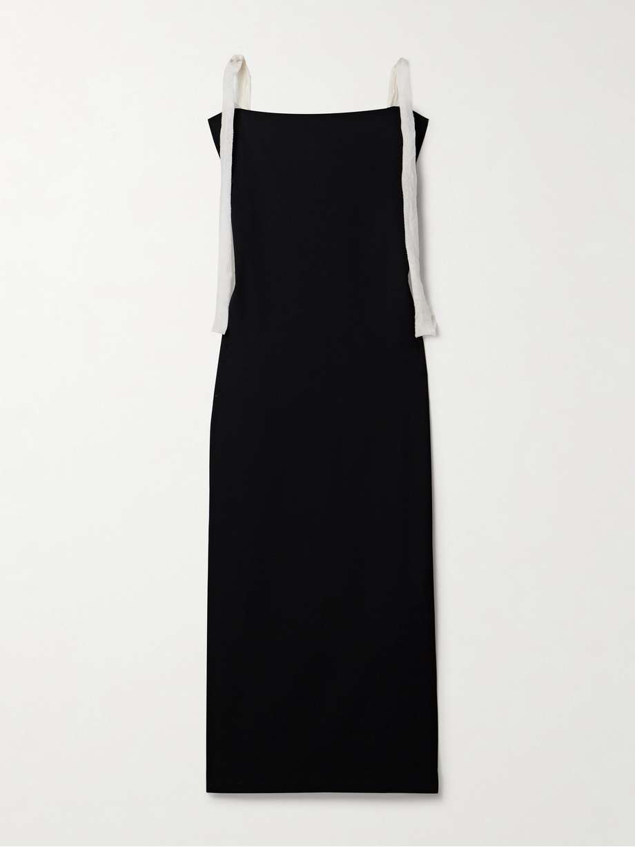 giuliessa silk organza-trimmed wool-twill midi dress