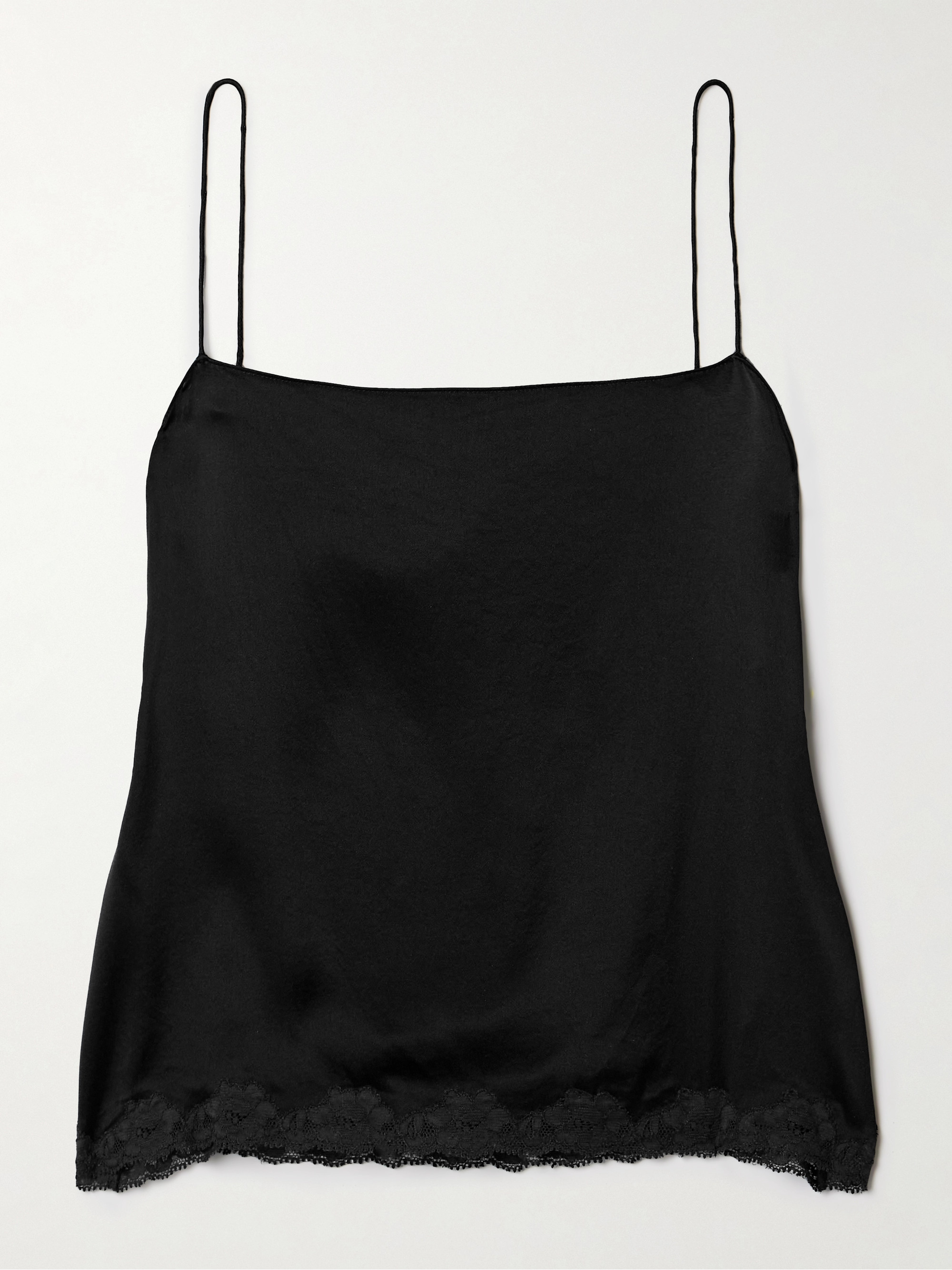 The Row Kilari cotton-blend lace-trimmed silk-charmeuse camisole