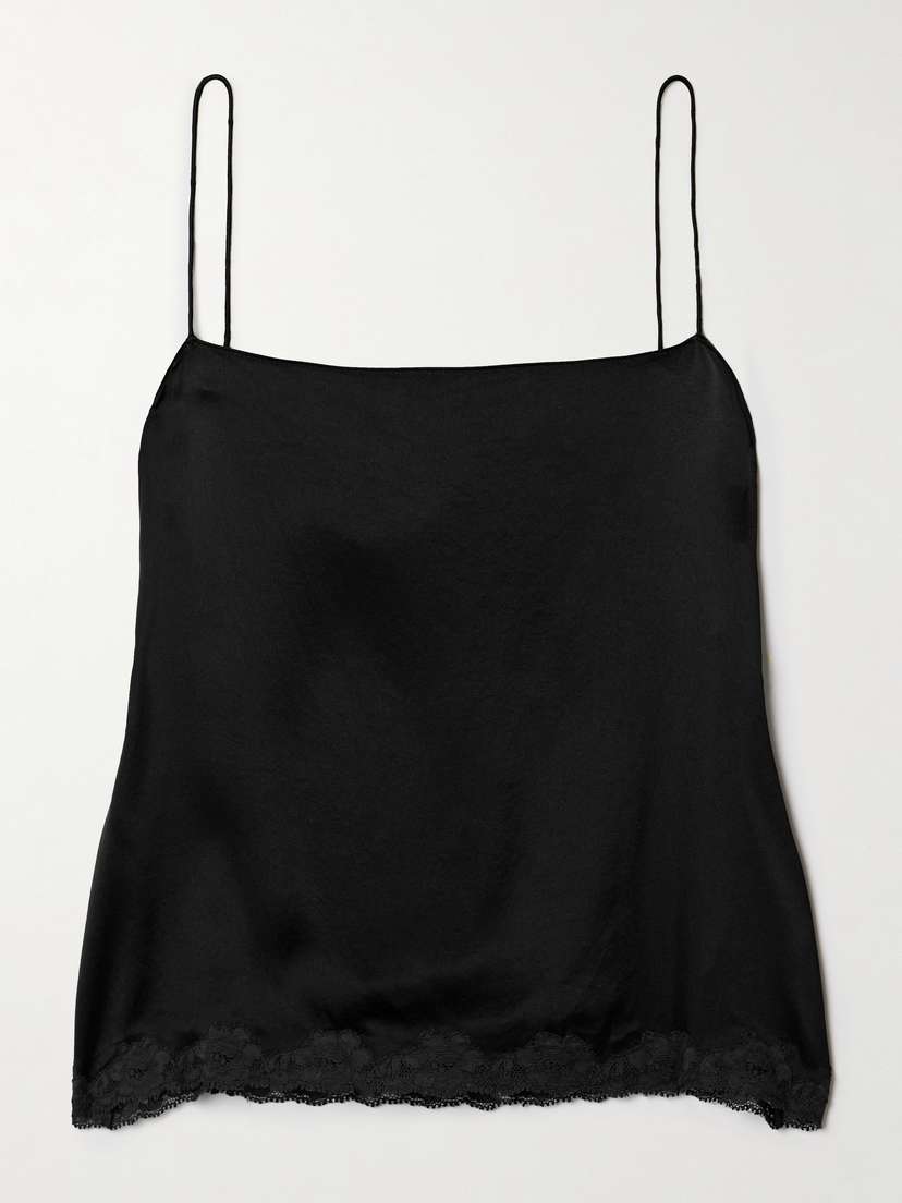 The Row Kilari Cotton-blend Lace-trimmed Silk-charmeuse Camisole