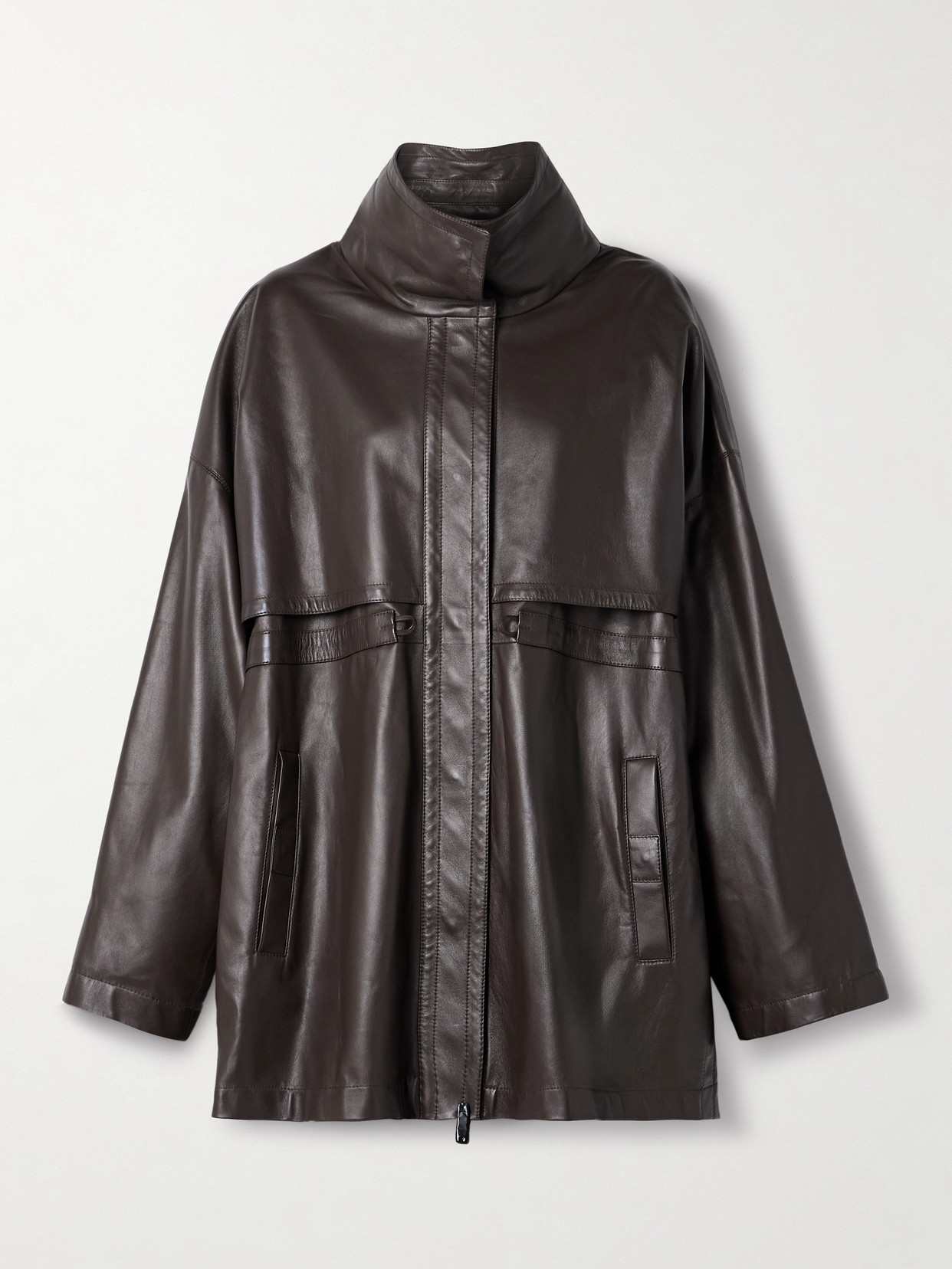 The Row Herbie Leather Jacket In Brown