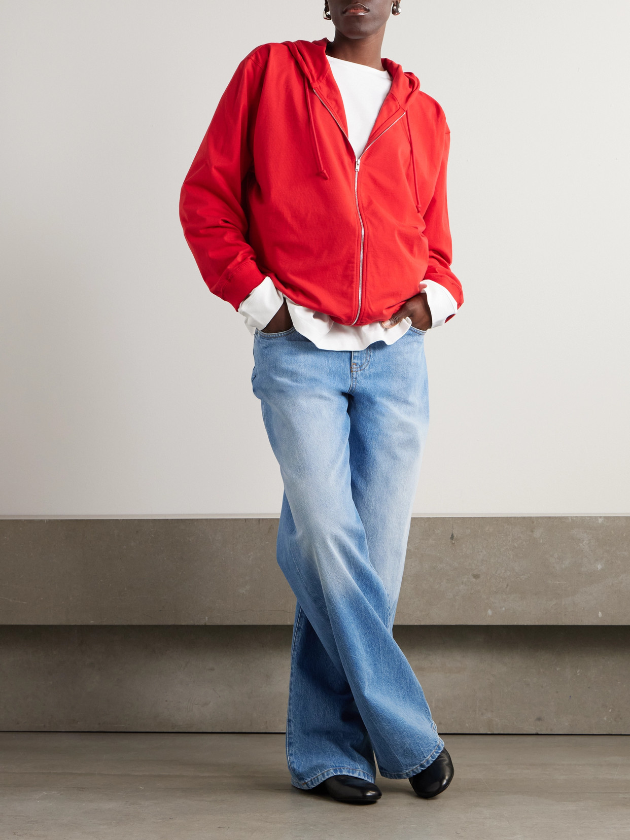 The Row Cotton-jersey Hoodie In Red