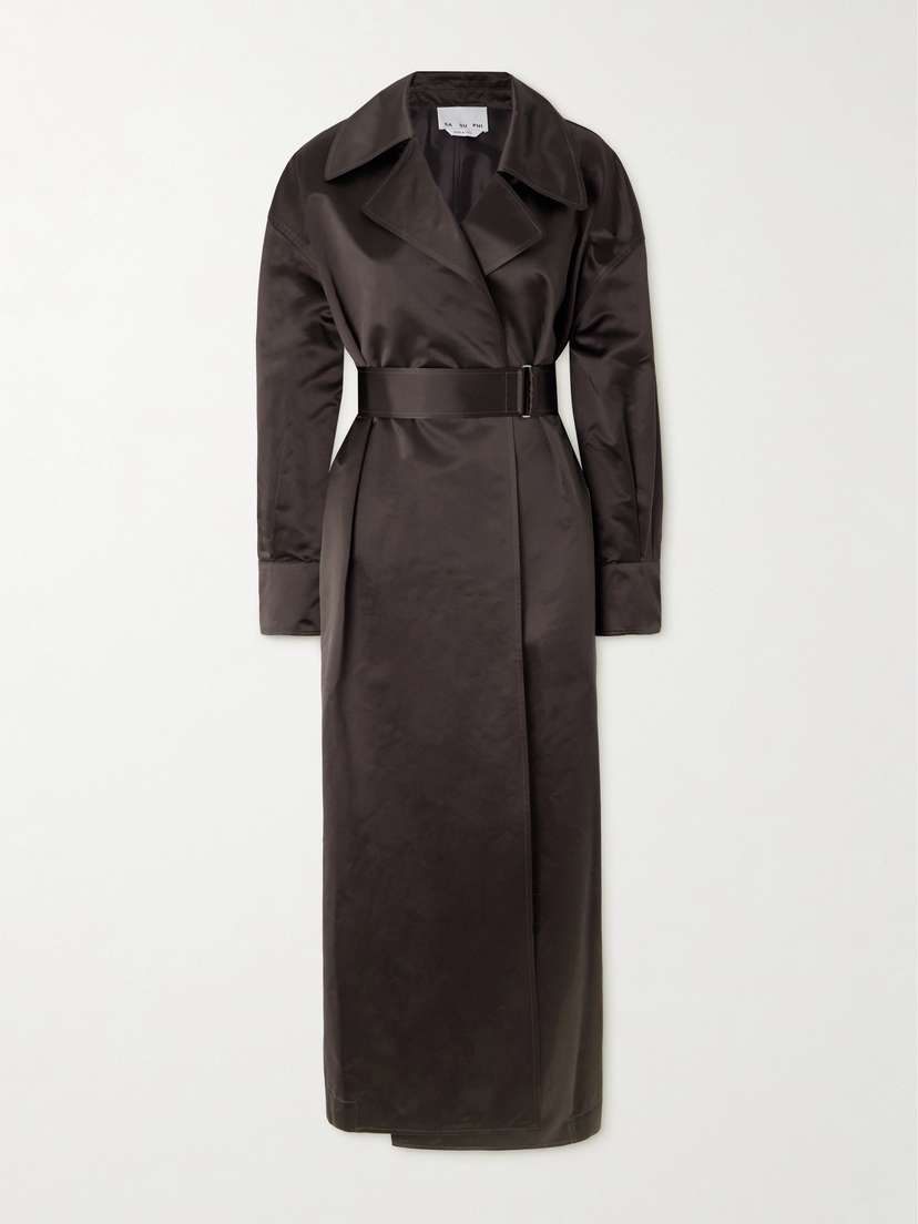 SASUPHI Valentina Belted Silk-satin Trench Coat