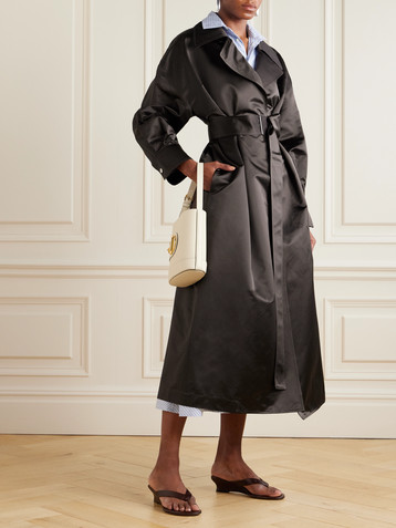 Sasuphi Valentina belted silk-satin trench coat