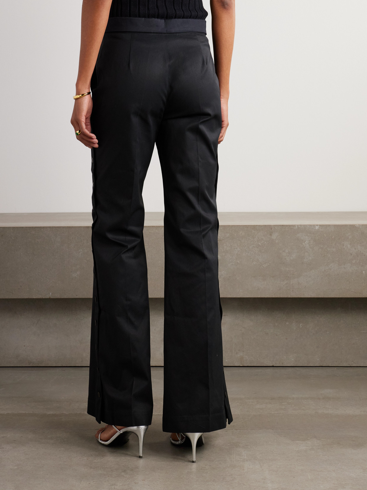 Sasuphi Elettra Cotton-twill Wide-leg Pants In Black
