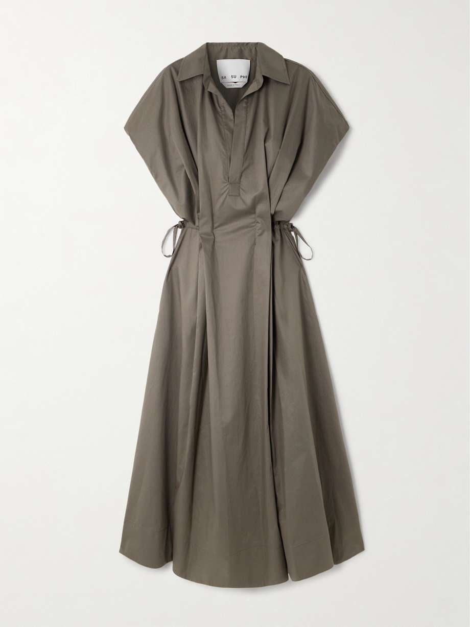 giulia pleated cotton-poplin midi shirt dress