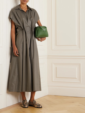 Sasuphi Giulia pleated cotton-poplin midi shirt dress