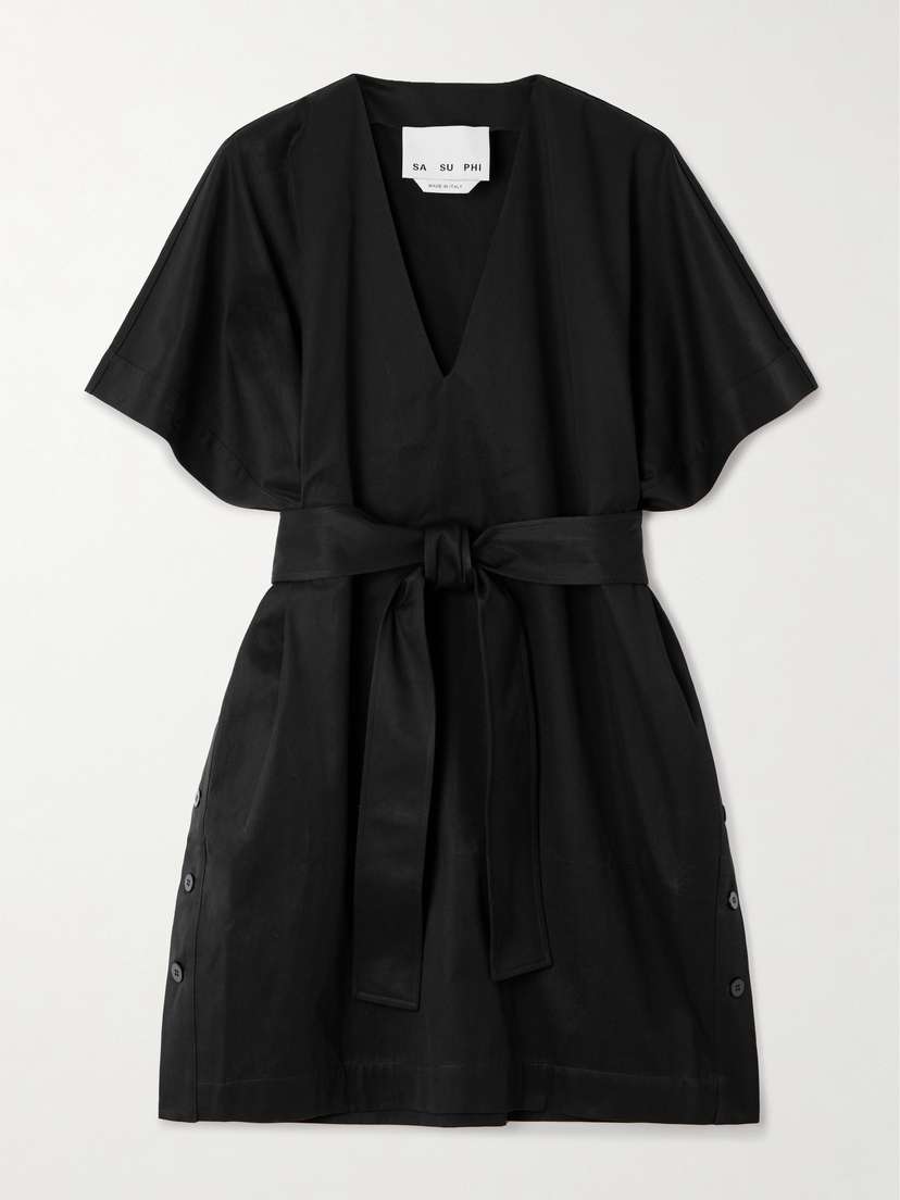 SASUPHI Elettra Belted Cotton-twill Mini Dress