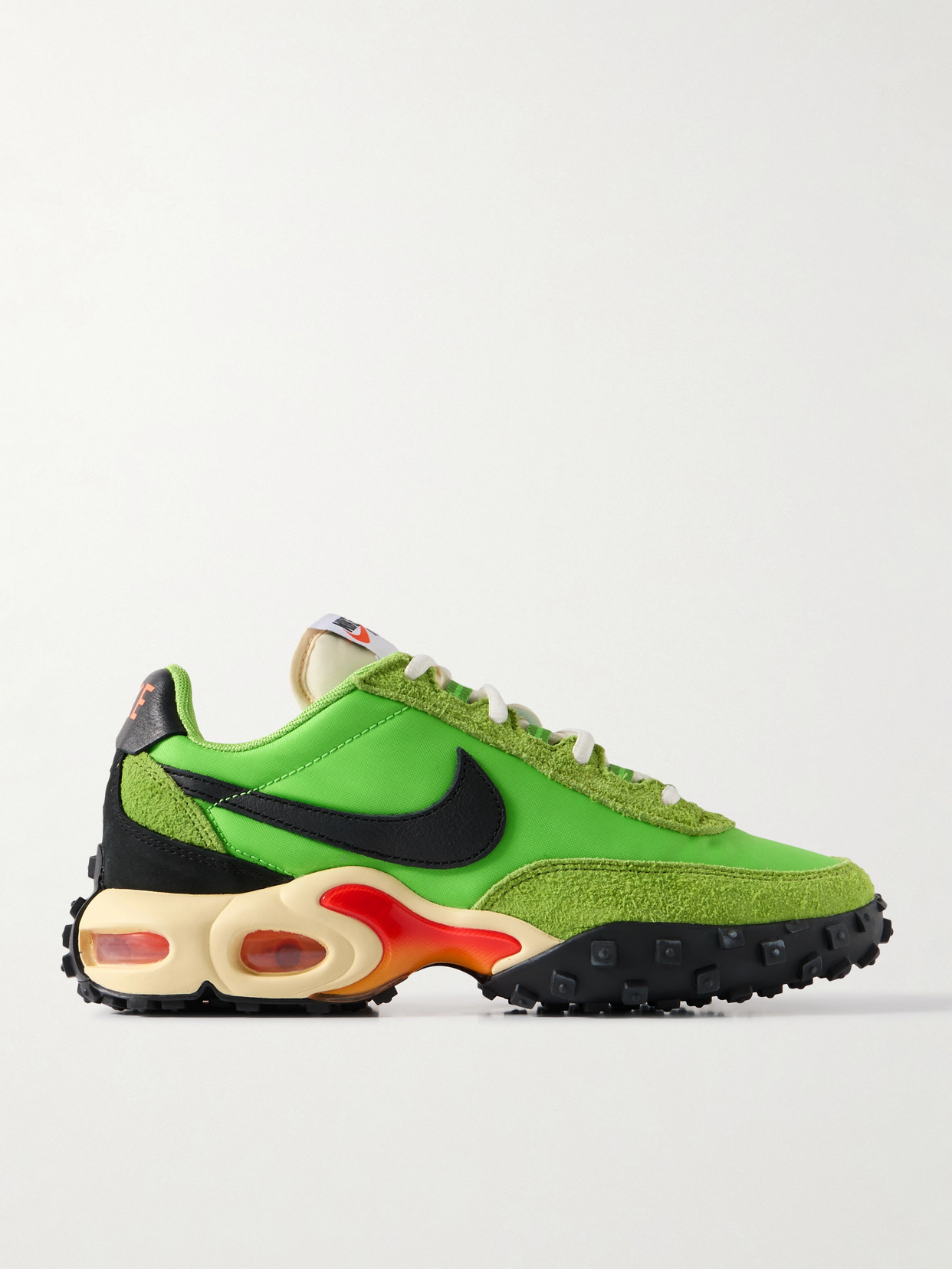 Nike Air Max Waffle Sp Leather And Nubuck-trimmed Mesh And Suede Sneakers In Green