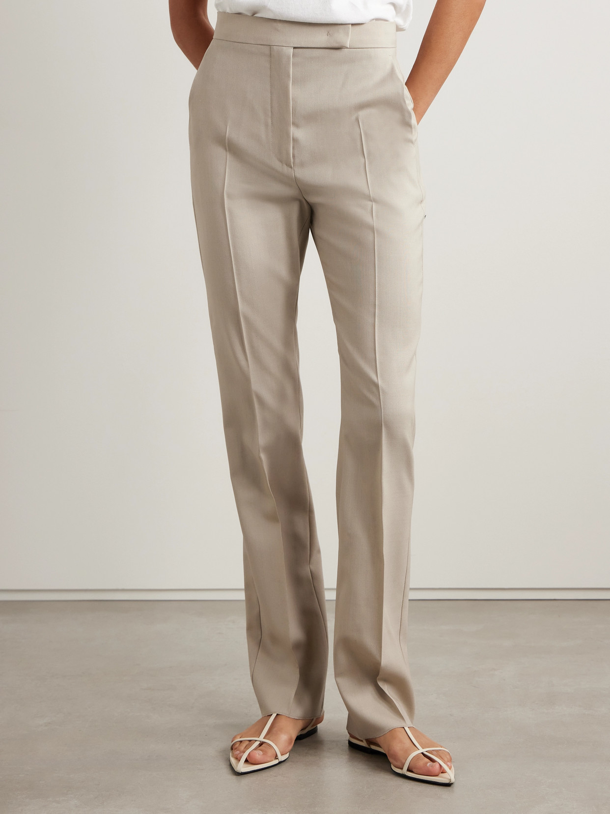 Max Mara Wool, Mohair And Silk-blend Straight-leg Pants In Neutrals
