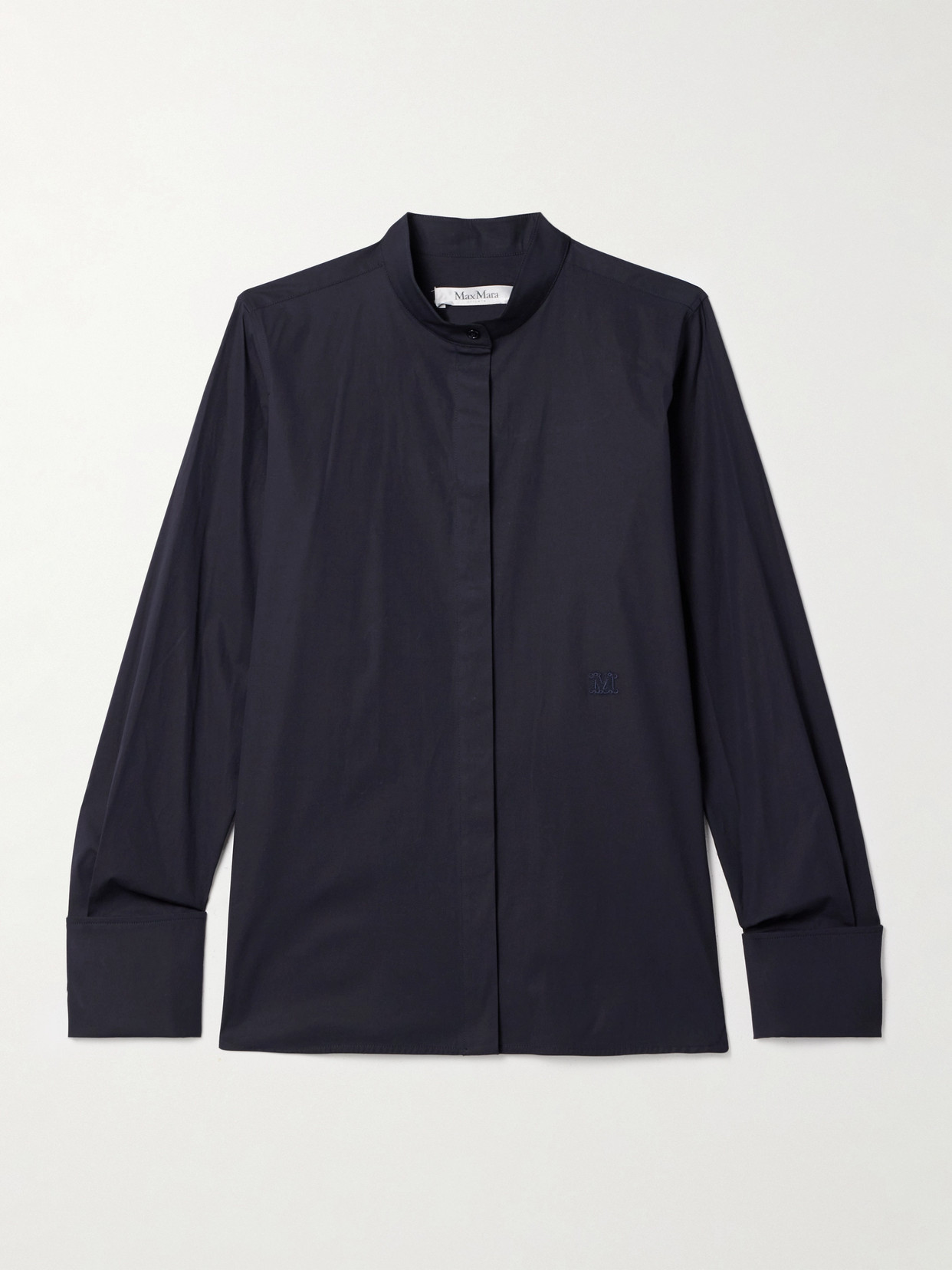 Max Mara Arduino Cotton-blend Poplin Shirt In Blue