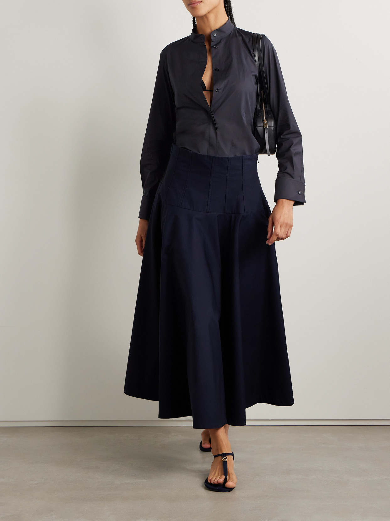 Max Mara Arduino Cotton-blend Poplin Shirt In Blue
