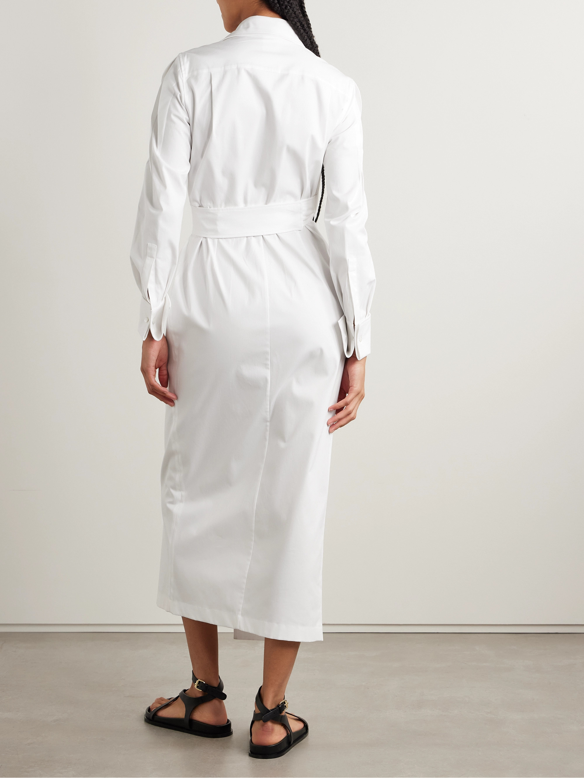Max Mara Cotton-blend poplin midi wrap shirt dress