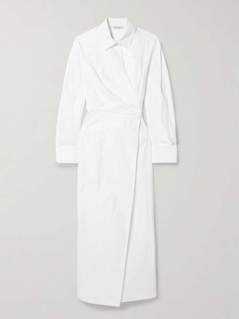 Max Mara Cotton-blend Poplin Midi Wrap Shirt Dress