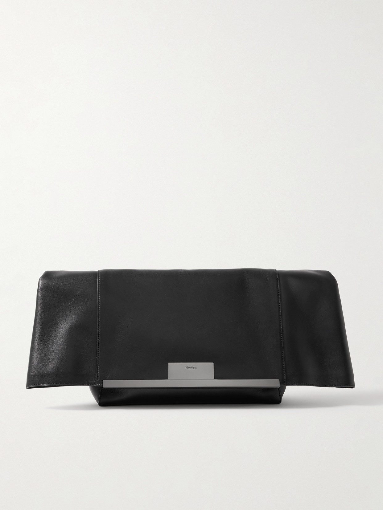 Max Mara Leather Clutch In Black