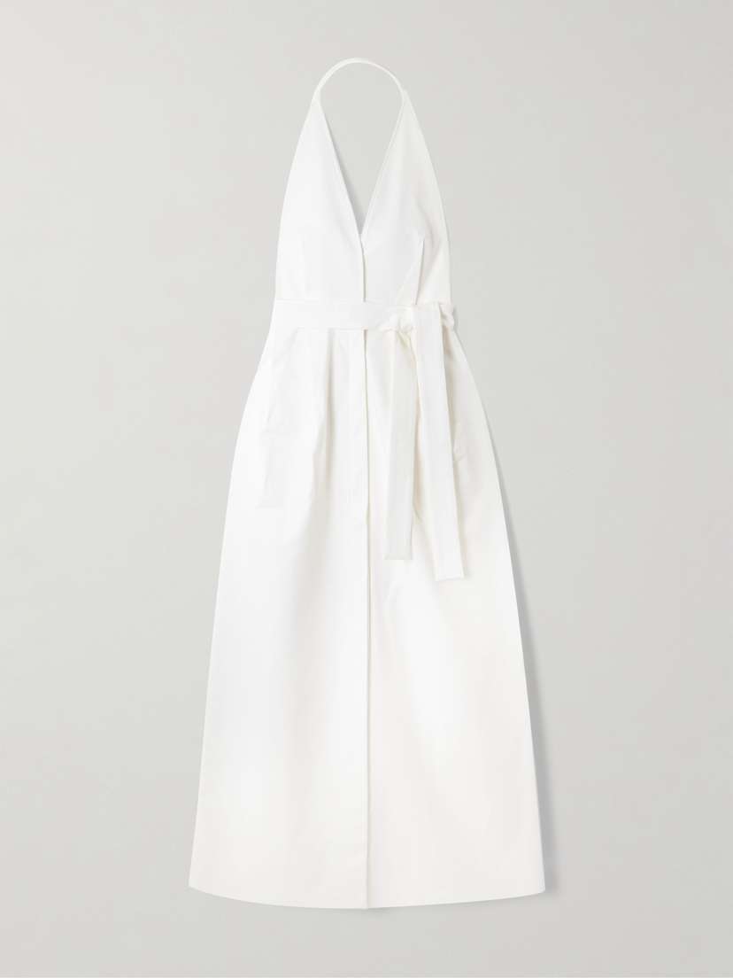 Max Mara Belted Cotton-blend Gabardine Maxi Dress