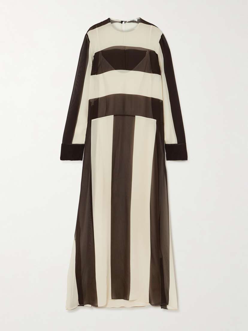 ESSE Studios Striped Silk-chiffon Maxi Dress - UK 12