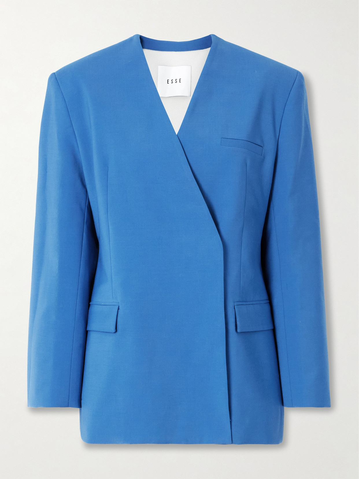 Esse Studios Homme Double-breasted Oversized Woven Blazer In Blue