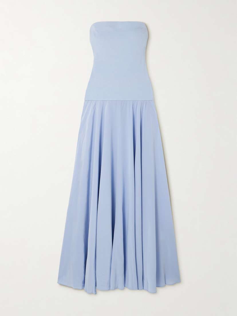 ESSE Studios Illi Strapless Stretch-knit And Silk-crepe Maxi Dress