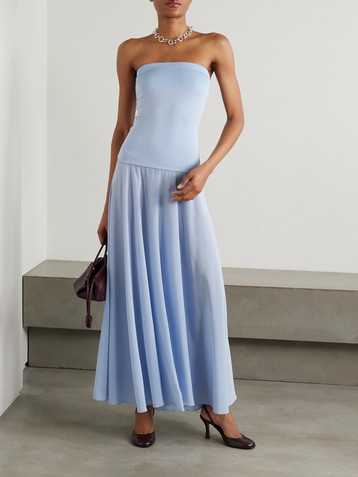 Esse Studios Illi strapless stretch-knit and silk-crepe maxi dress