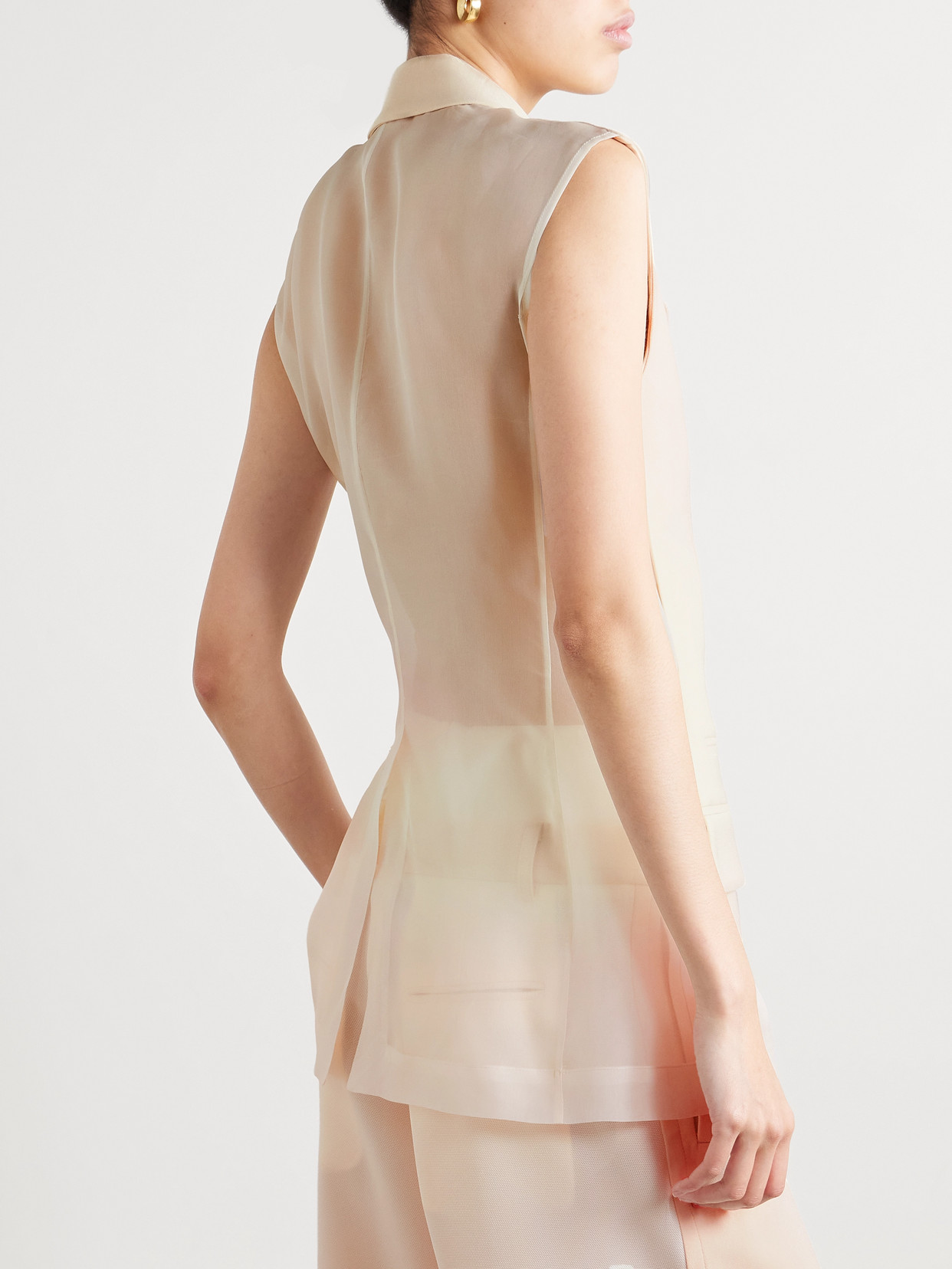Esse Studios Wrap-effect Crepe And Silk-organza Vest In Cream