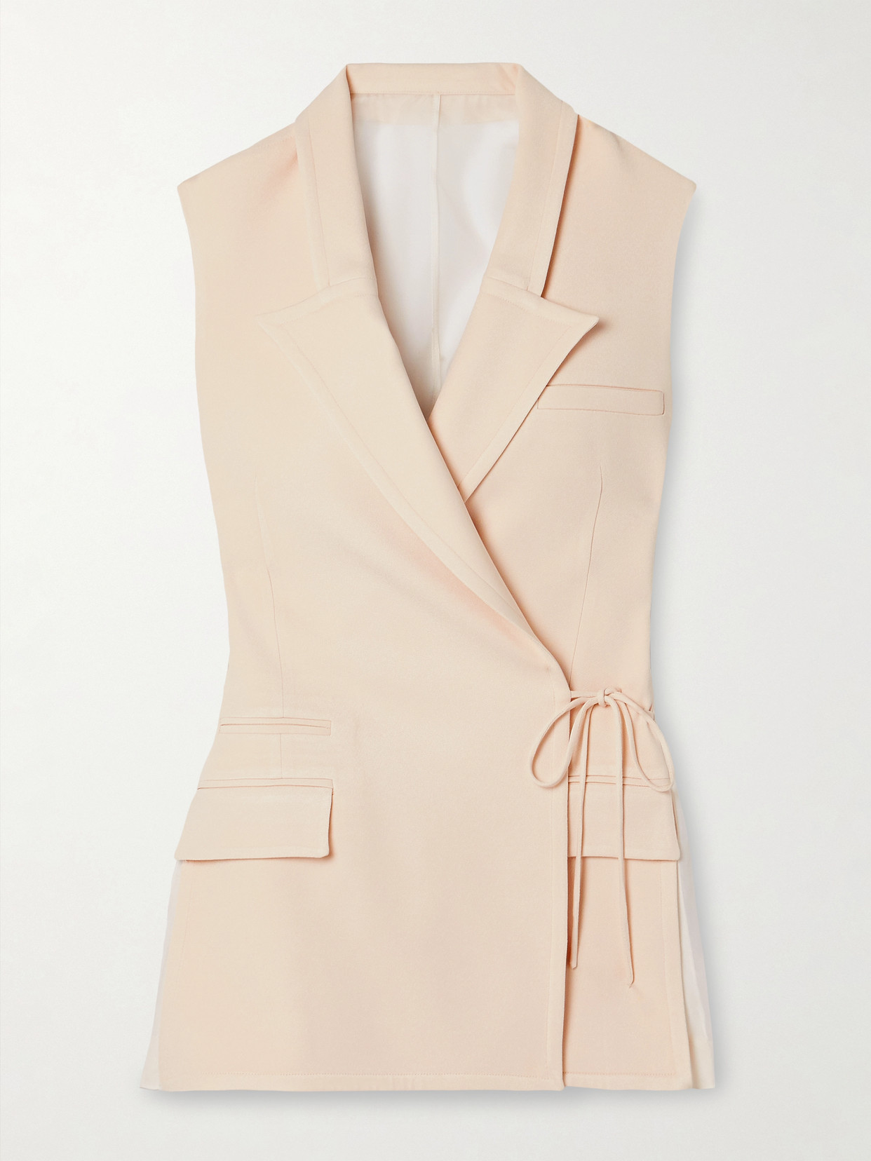 Esse Studios Wrap-effect Crepe And Silk-organza Vest In Cream