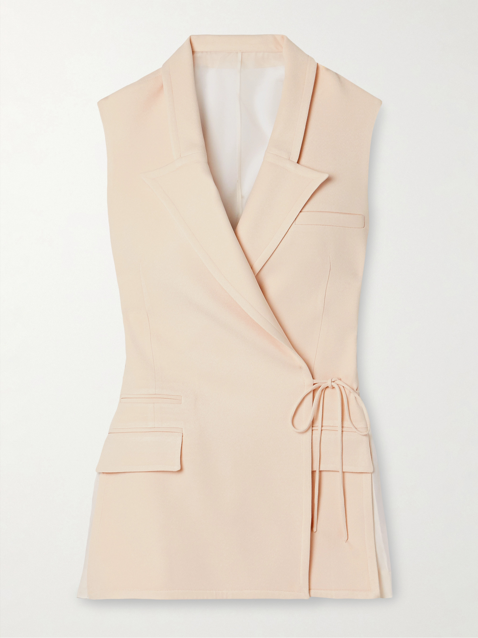 Esse Studios Wrap-effect crepe and silk-organza vest