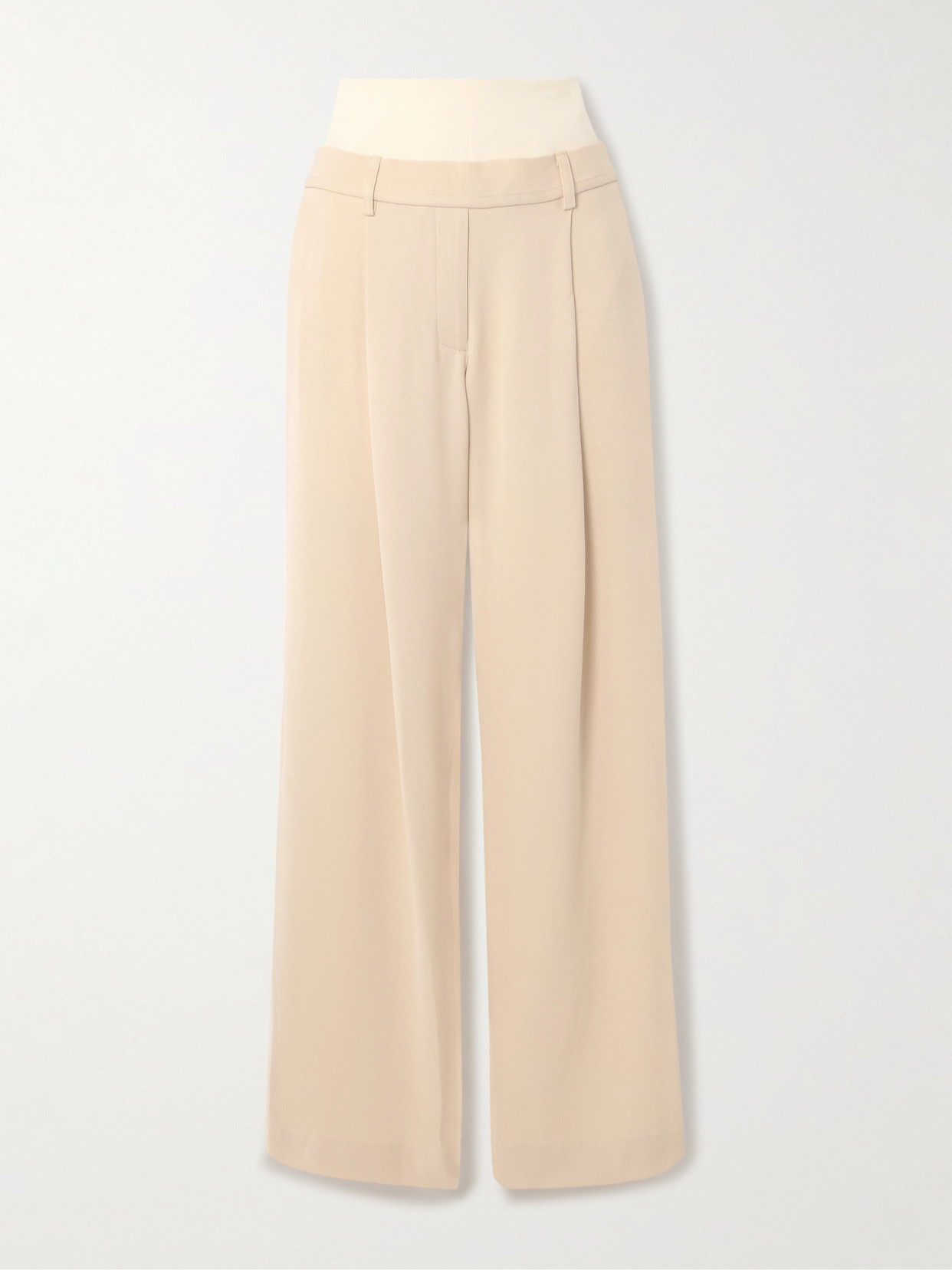 Esse Studios Sommar Duo Piqué-trimmed Crepe Wide-leg Pants In Cream