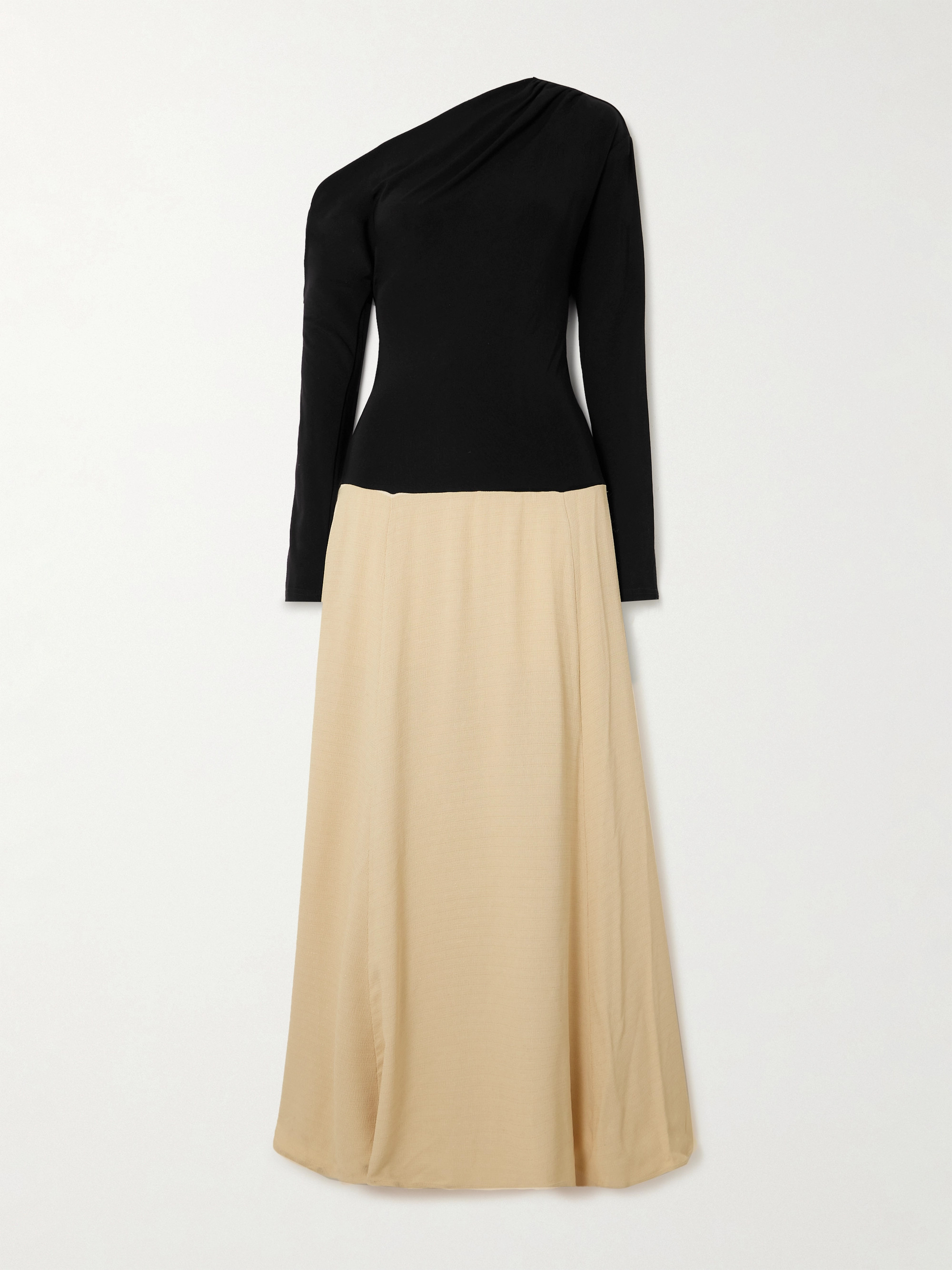 Esse Studios Dasha Duo asymmetric cutout stretch-knit and gauze maxi dress