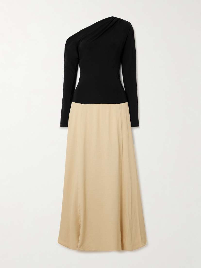 ESSE Studios Dasha Duo Asymmetric Cutout Stretch-knit And Gauze Maxi Dress