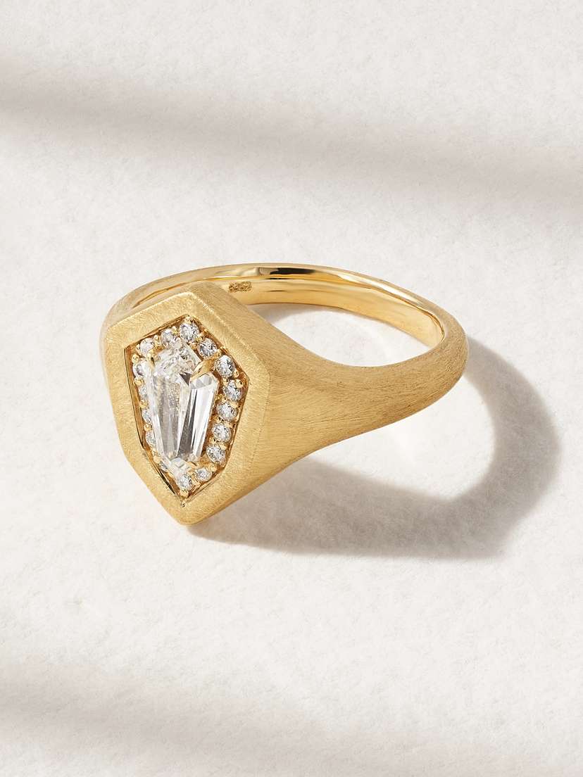 Kamyen Kite 18-karat Gold Diamond Pinky Ring