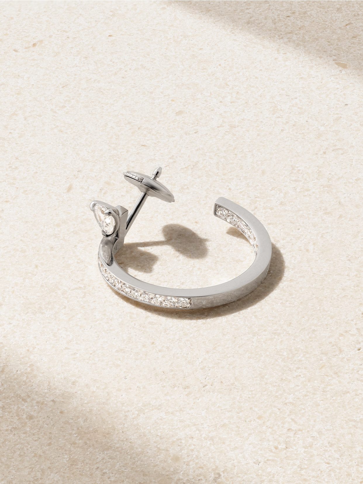 Repossi - Serti Sur Vide 18-karat White Gold Diamond Single Hoop Earring - Silver