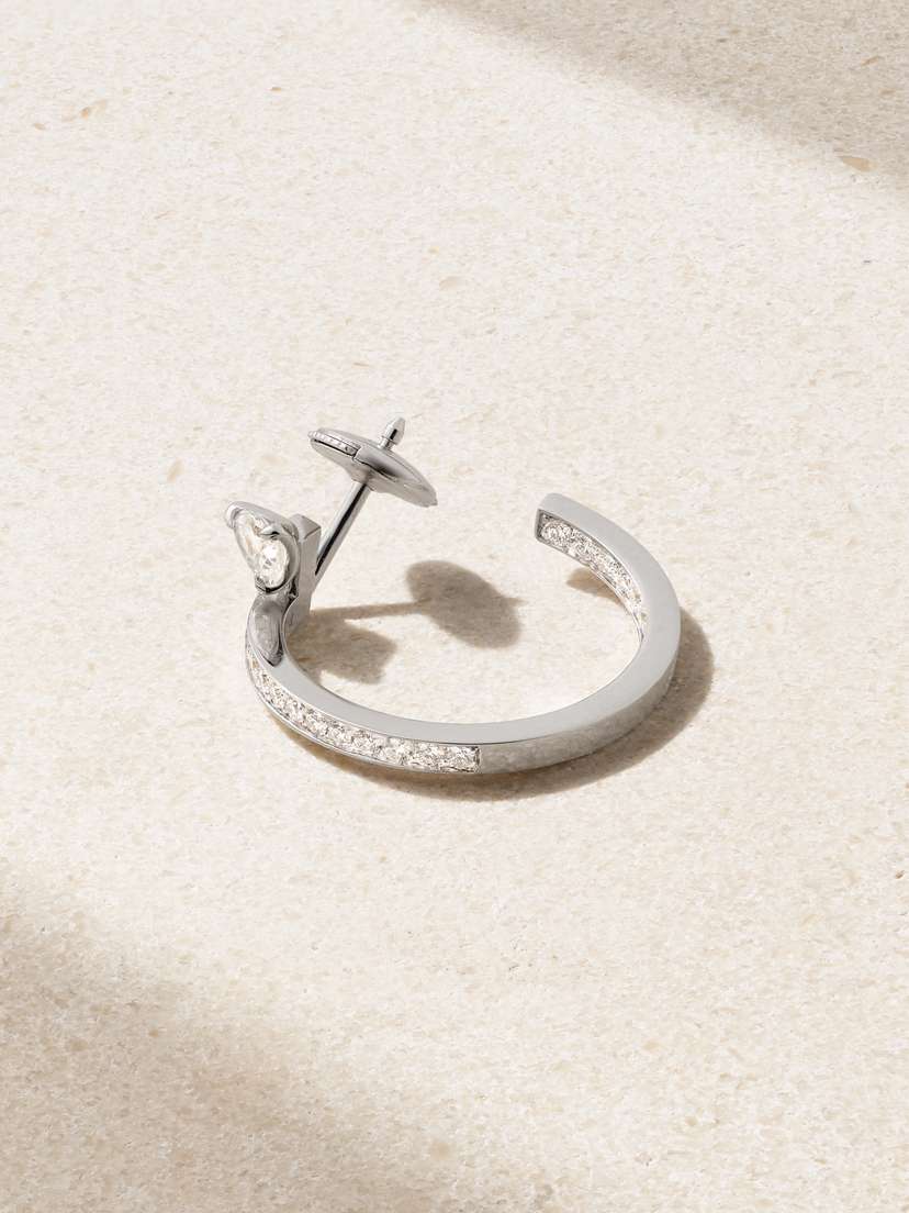 Repossi Serti Sur Vide 18-karat White Gold Diamond Single Hoop Earring